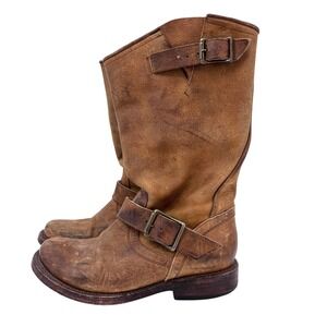 Freebird CRSBY Crosby Leather Boots Distressed‎ Buckle Harness size 6